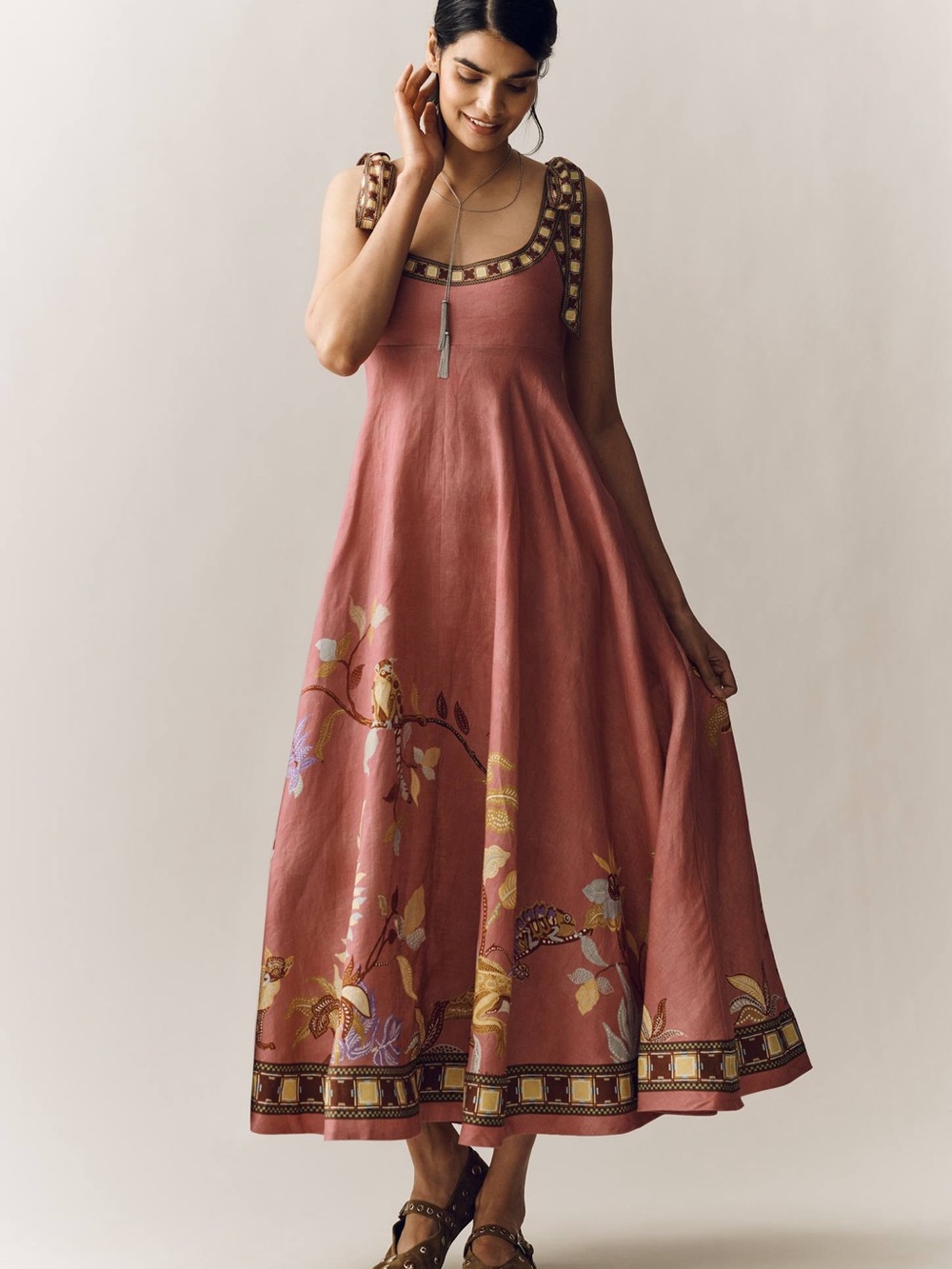 ALÉMAIS Zuri Linen Ballet Midi Sundress us6